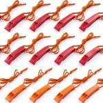 Emergency Safety Whistle AUGSUN 40pcs with Red Orange Lanyard-0