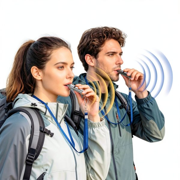 Dual Emergency Whistles Nihtdoy 2-Pack 120dB Silver & Black-3