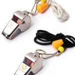 [Voted No.1 Whistles] Premium Metal Whistle Pack of 2 with Adjustable & Removable Lanyard. Ideal for Survival, Teacher, Football/Basketball/Soccer Coach, Sports, Safety, Emergency or Protection!-0