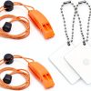Eco-Fused 2X Survival Whistle and 2X Signal Mirror - Outdoor Survival Kit Rescue Flash Mirror - Clip-on Whistle with Lanyard - Backpacking, Camping, Marine Use, Outdoor Activities-0