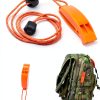 Eco-Fused 2X Survival Whistle and 2X Signal Mirror - Outdoor Survival Kit Rescue Flash Mirror - Clip-on Whistle with Lanyard - Backpacking, Camping, Marine Use, Outdoor Activities-2