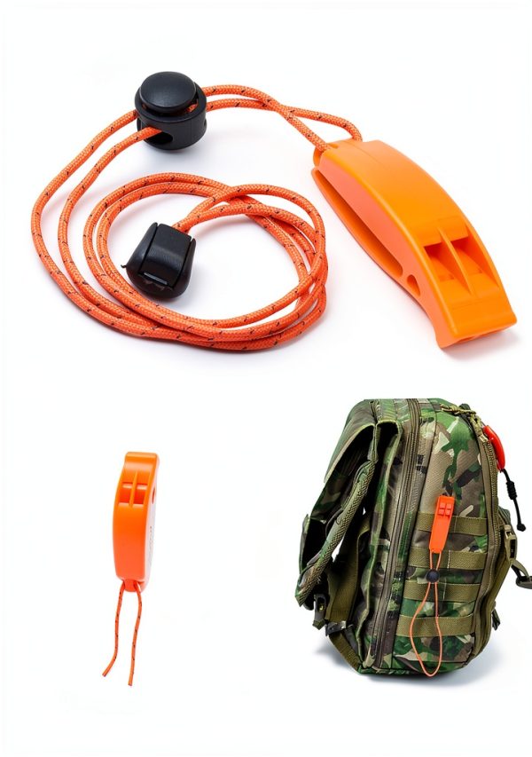 Eco-Fused 2X Survival Whistle and 2X Signal Mirror - Outdoor Survival Kit Rescue Flash Mirror - Clip-on Whistle with Lanyard - Backpacking, Camping, Marine Use, Outdoor Activities-2