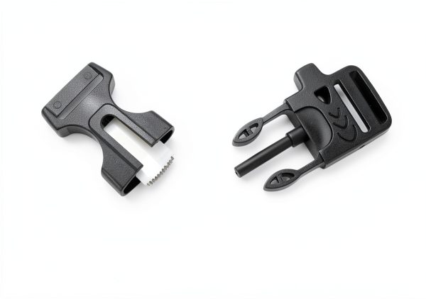 Fire Starter Survival Whistle Buckle CooBigo 10Pack 3/4" (19mm) Black-3
