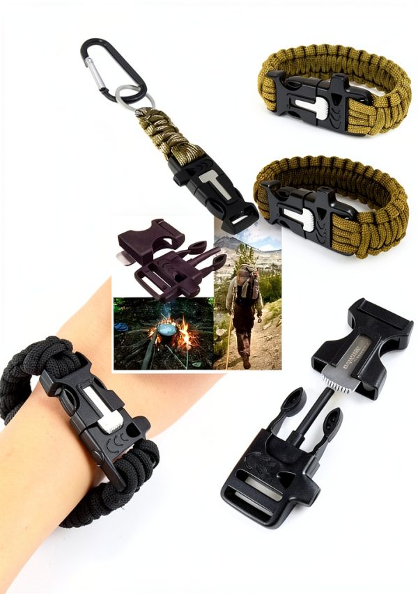 Fire Starter Survival Whistle Buckle CooBigo 10Pack 3/4" (19mm) Black-1