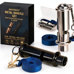 Dual Emergency Whistles Nihtdoy 2-Pack 120dB Silver & Black-0