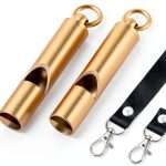 Brass Emergency Whistle 2 Pack with Tangle-Free Lanyard by Upeckaroo-0