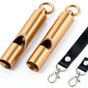 Brass Emergency Whistle 2 Pack with Tangle-Free Lanyard by Upeckaroo-0