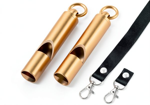 Brass Emergency Whistle 2 Pack with Tangle-Free Lanyard by Upeckaroo-0